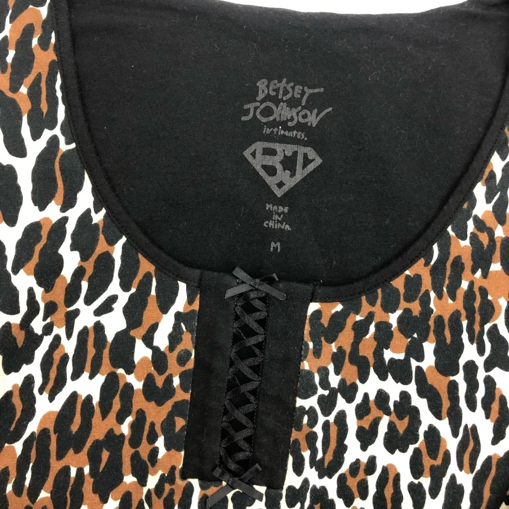 Betsey Johnson Animal Leopard Print Pajamas Nightie Sleep Shirt Dress